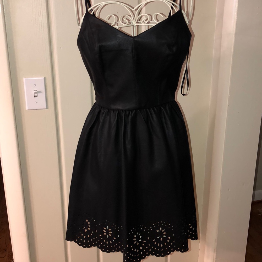 Black leather-like dress